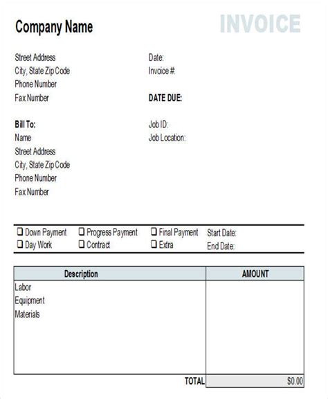 down payment invoice template|invoice for down payment.